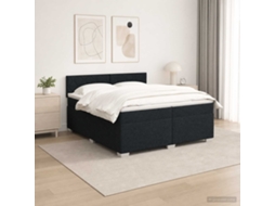 Vidaxl Cama Box Spring Com Colchão E Led Preto 200 X 200 Cm Tecido