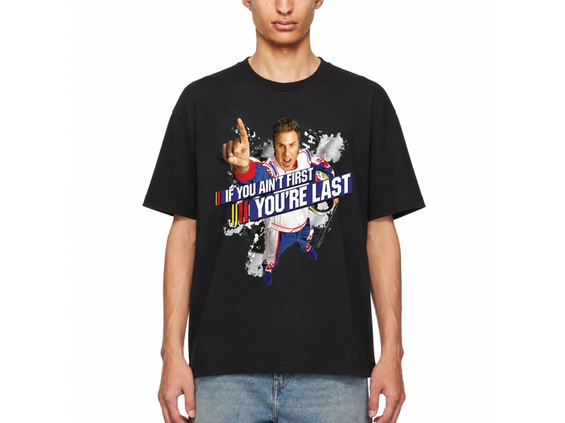 Rockinstone Talladega Nights Movie Aint First Black Adult T-shirt Size:l