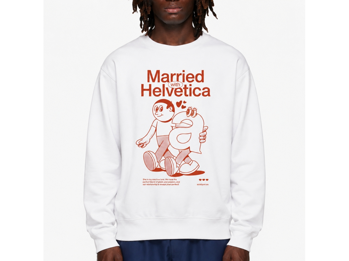 Moletom clássico Rockinstone Married With Helvetica com design exclusivo de designer.