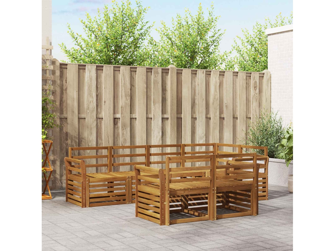 Vidaxl Conjunto De Sofá Sectional 7 Pcs Natural