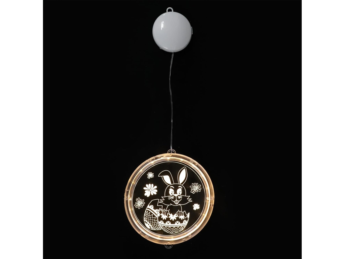 Luminária Led Pendente em Formato de Coelho da Páscoa, 16 Cm, com Ventosa. Luz Decorativa Festiva a Bateria. SFUSHOS