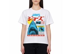 Rockinstone Jaws Movie Japanese Text White Adult T-shirt Size:xl