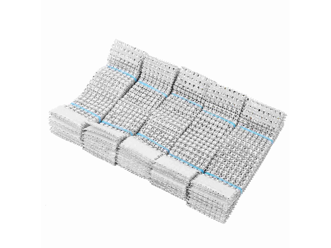 50pcs Anéis de Guardanapo de Malha Diamante 8 Fileiras para Casamento Natal Sash Cadeira Prata