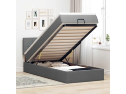 Vidaxl Cama Otomana Com Colchão Leds 90x200cm Tecido Cinzento Escuro