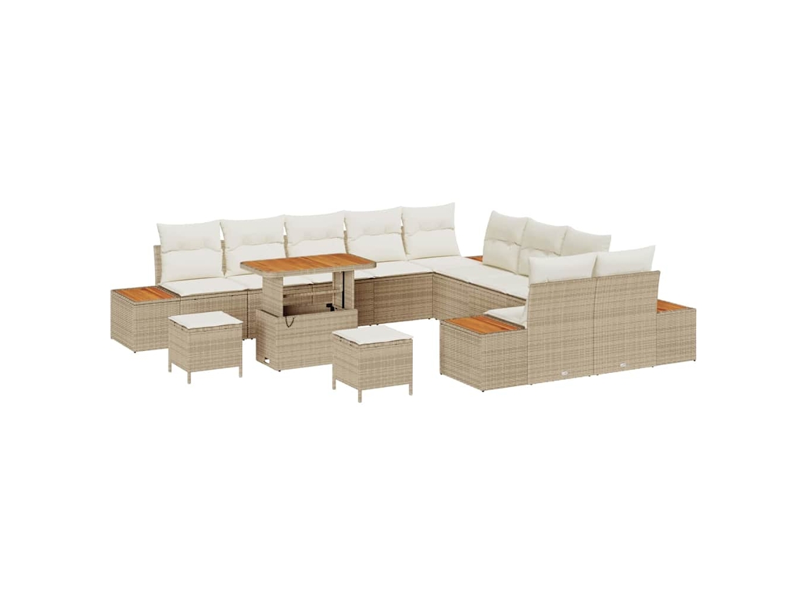 Maison Exclusive - Conjunto De Sofá De Jardim 13 Pcs Bege Rattan Sintético