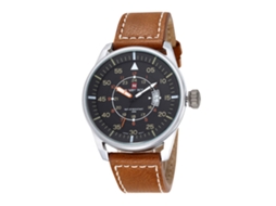 Relógio Masculino de Quartzo com Pulseira de Couro Pu 3atm Resistente À Água e Calendário Branco Café