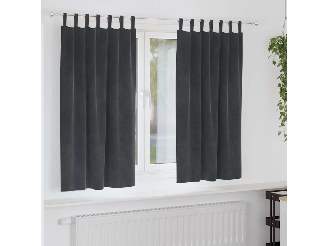 Vidaxl Cortinas Opacas 2 Unid. Cinzento-claro 140 X 175 Cm Veludo