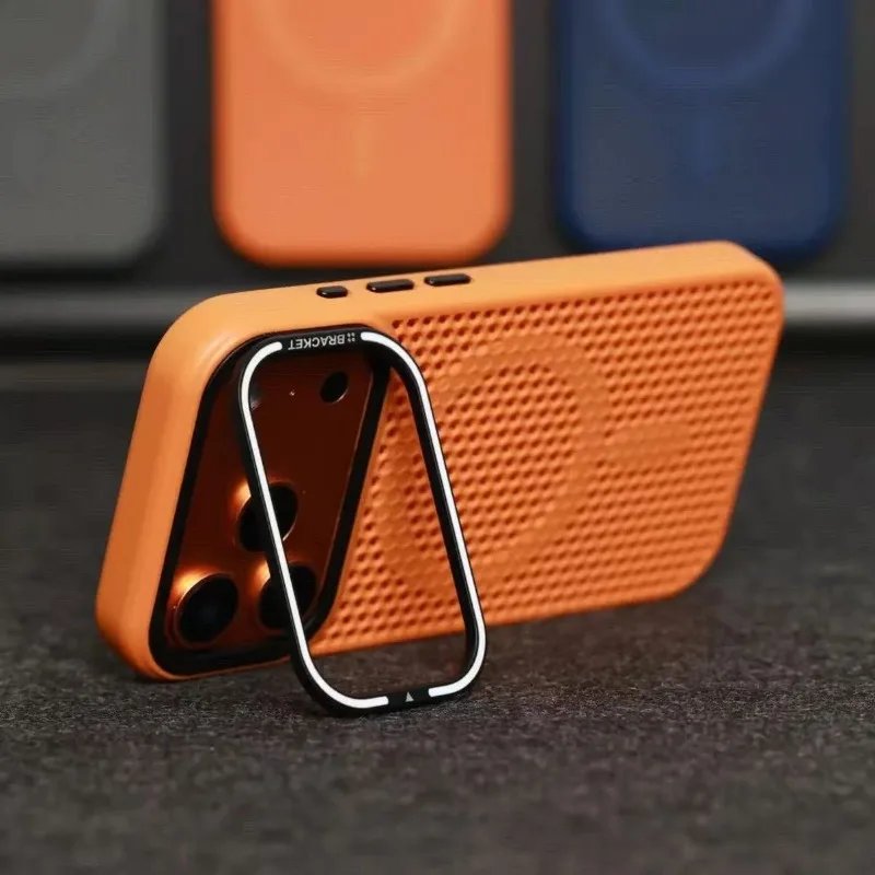 Capa Protetora Com Dissipação De Calor E Suporte Para Câmera (laranja) Para Iphone 12, Compatível Com Carregamento Sem Fio.