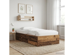 Vidaxl Estrutura De Cama Com Armazenamento Com Gaveta Madeira Antiga