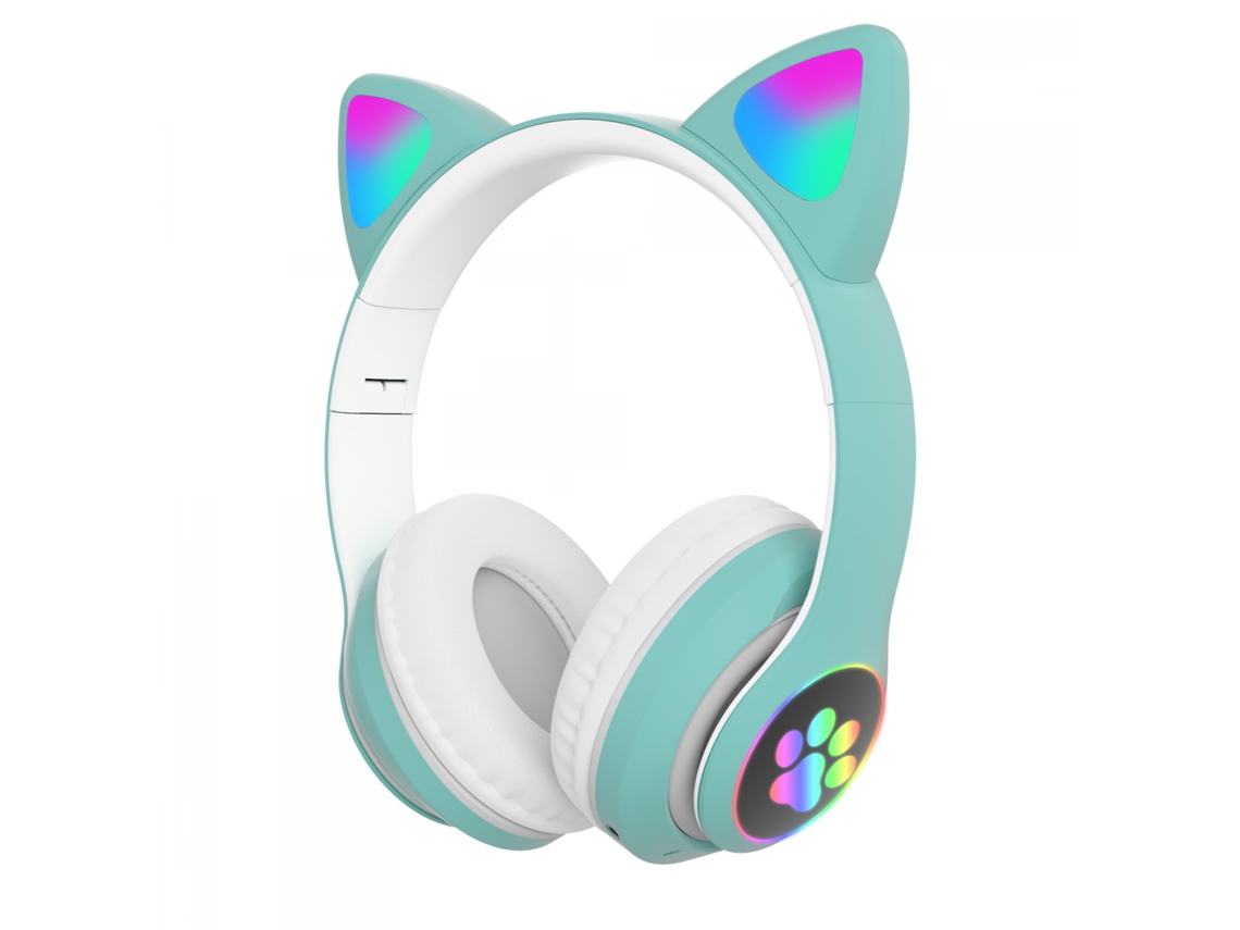 Fones De Ouvido Infantis Sem Fio Com Luzes Led, Orelhas De Gato E Microfone Bluetooth.