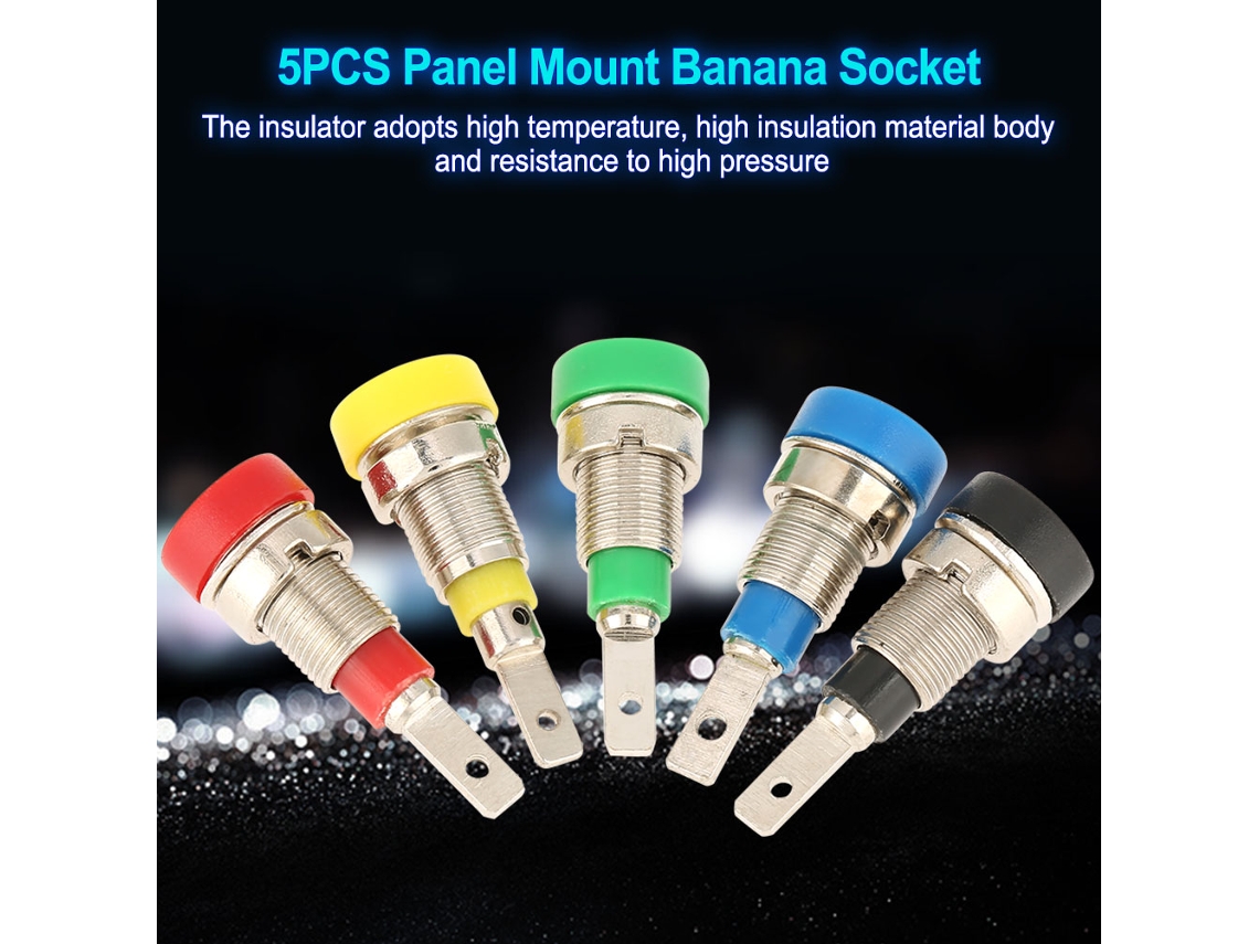 Laxiscreed Conectores De Banana 2.0mm Multicoloridos Para Painel, 5 Peças Para Testes De Eletrónica