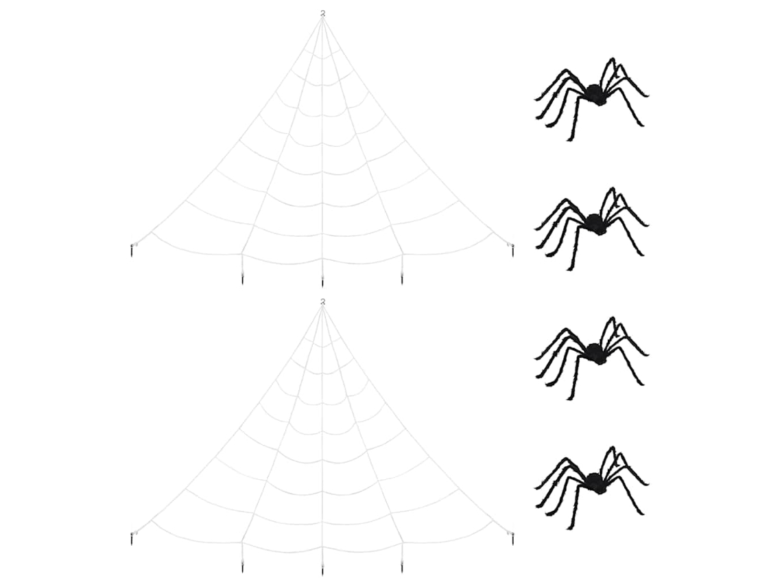 Conjunto 4 Decoração De Aranha De Halloween Vidaxl Preto Poliéster (150 Cm)