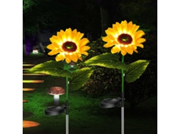 Luzes Solares Led Girassol Jardim 2 Unidades