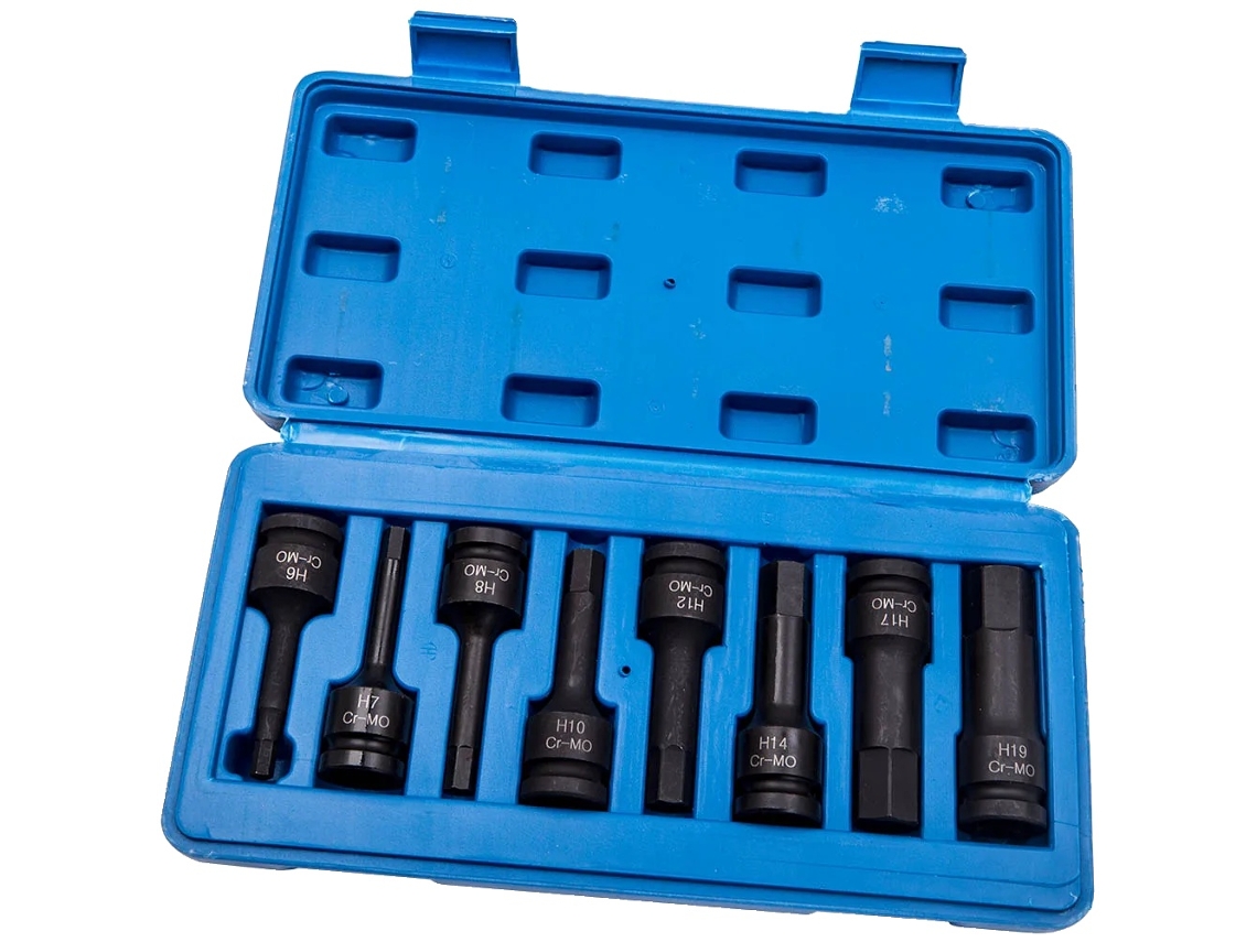 Conjunto De Soquetes Hexagonais De Impacto, 8 Tamanhos Métricos, Drive De 1/2 Polegada, Design Durável Oem
