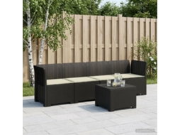 Vidaxl Sofá De Jardim 4 Lugares Com Almofadas Look Rattan Pp Antracite