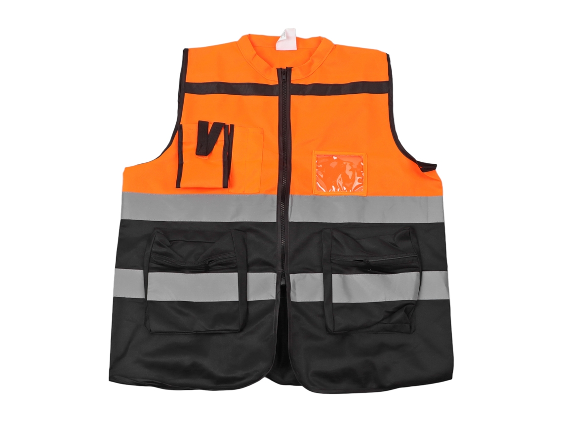 Colete Reflexivo Com Zíper Alta Visibilidade Moto Trafego Laranja Xl