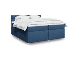 Vidaxl Cama Com Molas/colchão 200x200 Cm Tecido Azul