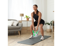 Kettlebell Pu E Areia 16kg, Base Plana, Aderência Para Levantamento Terra, 26x18x32 Cm, Verde