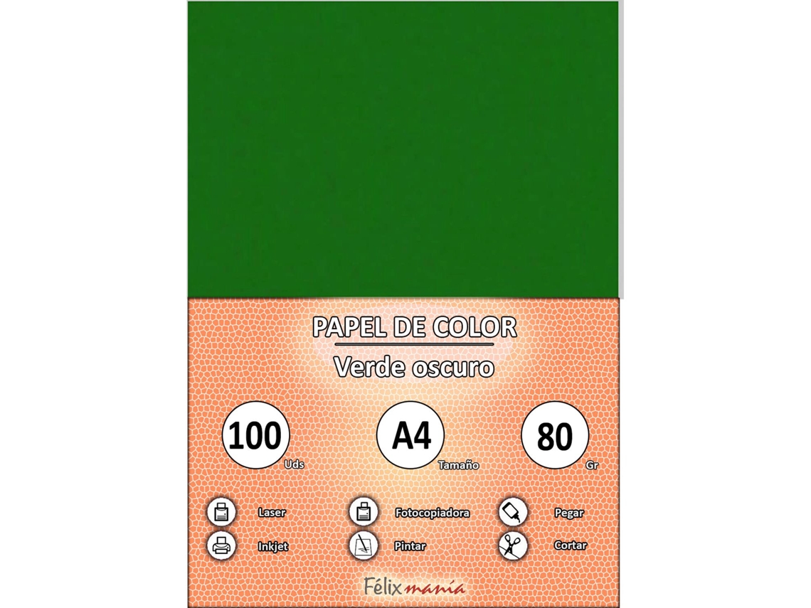 Papel 80Gr A4 Verde Escuro 100 Folhas