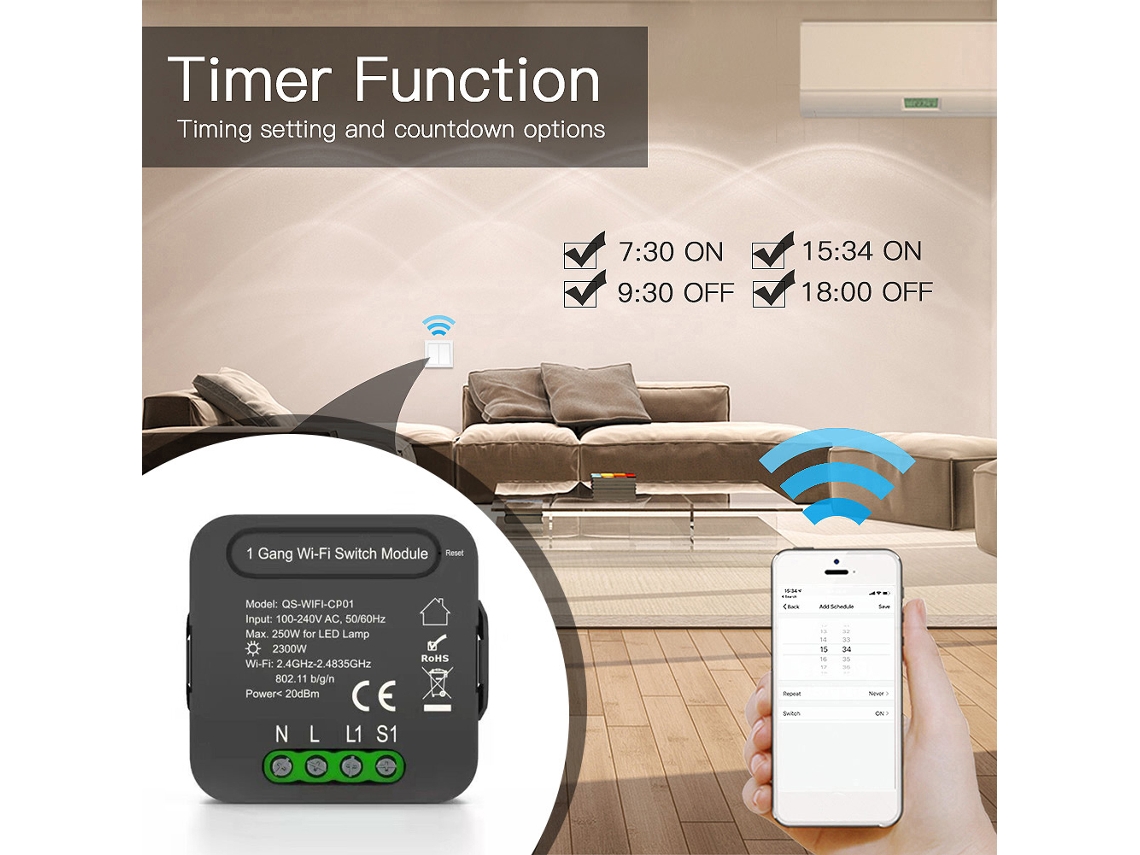 Módulo Interruptor Inteligente Tuya Wifi Controle App/voz | S/MARCA