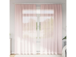 Vidaxl Cortinas De Voile Com Bolsos Para Varão 2 Pcs Rosa-claro
