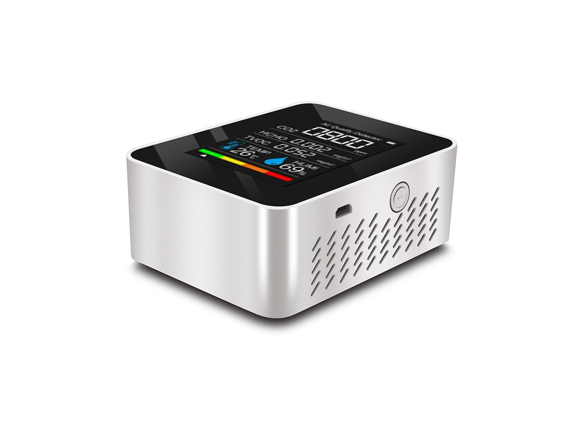 Lurelia Medidor De Qualidade Do Ar Co2, Temperatura/humidade, Com Visor Lcd, Bateria 1200 Mah Usb, Branco