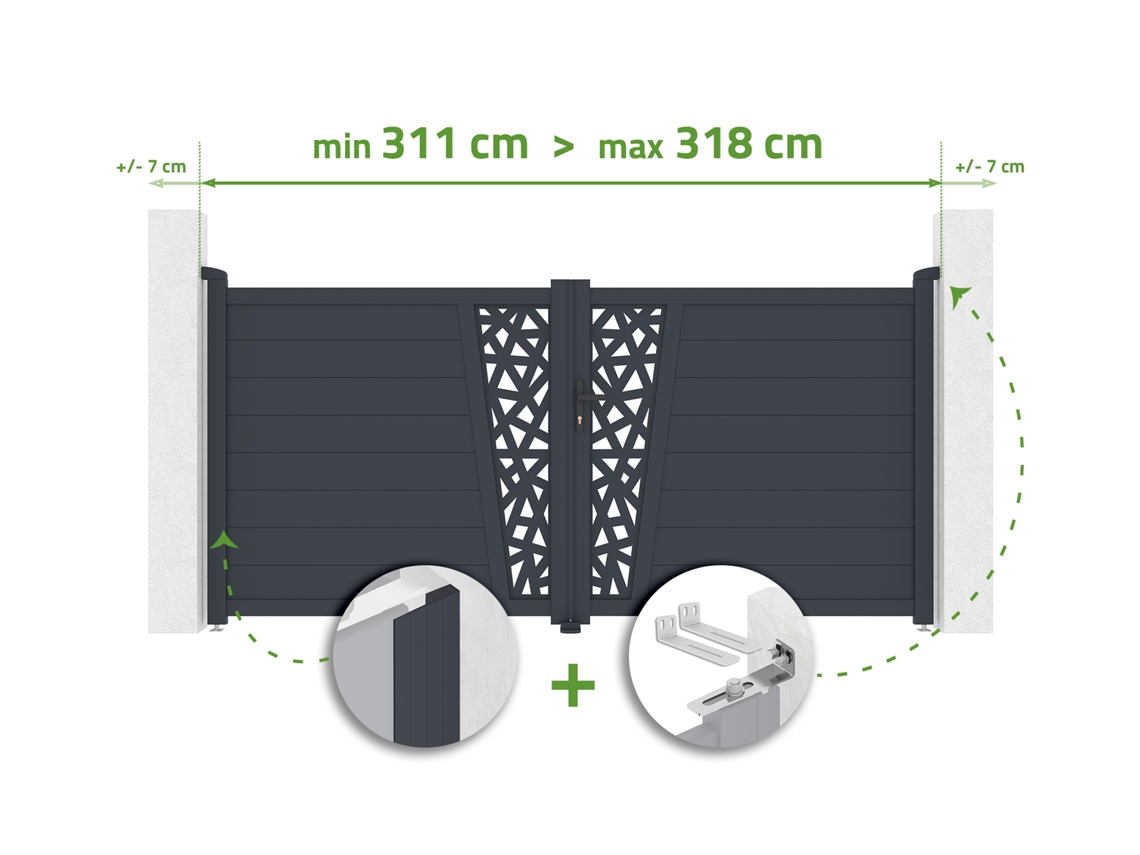 Portão Batente Ajustável 3m Cervina Ruivo H.140cm Alu CASANOOV