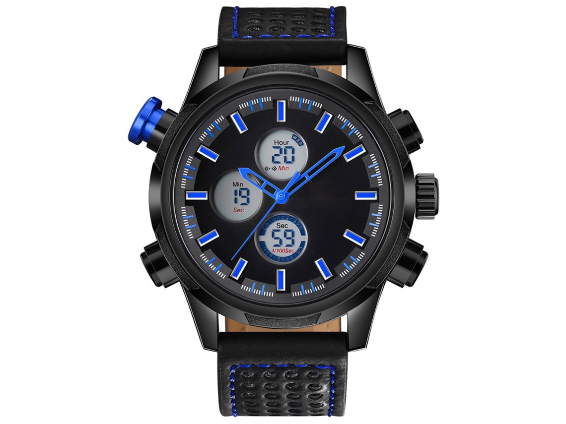 Relógio de pulso esportivo masculino Mini Focus à prova d'água, azul, moderno