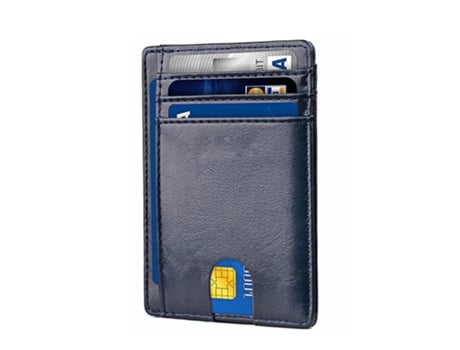 Porta-Cartões Porta-Cartões de Homem ZMDECQNA Em Escova Antirroubo Pele Azul