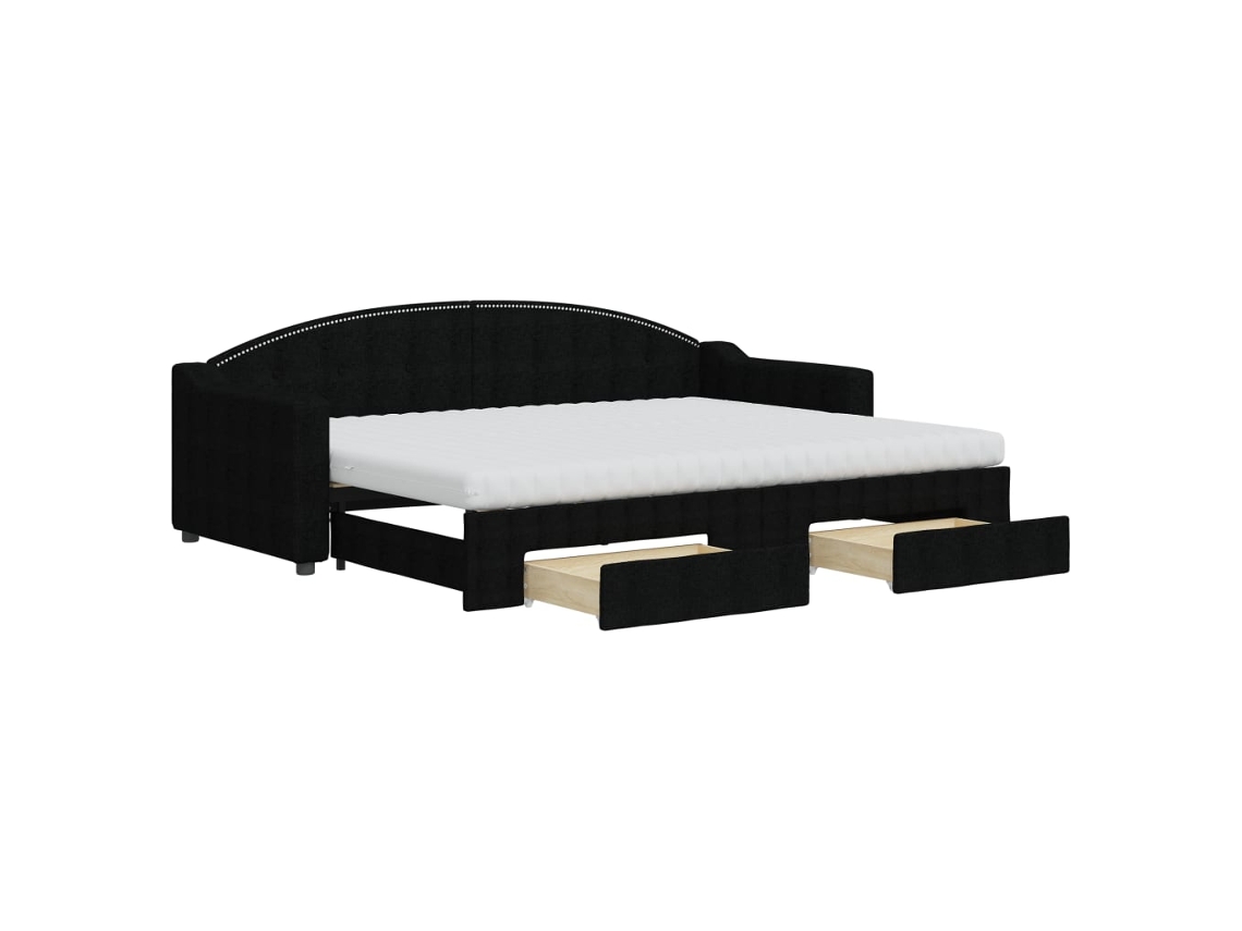 Sofá-cama Com Gavetão Vidaxl Preto Tecido