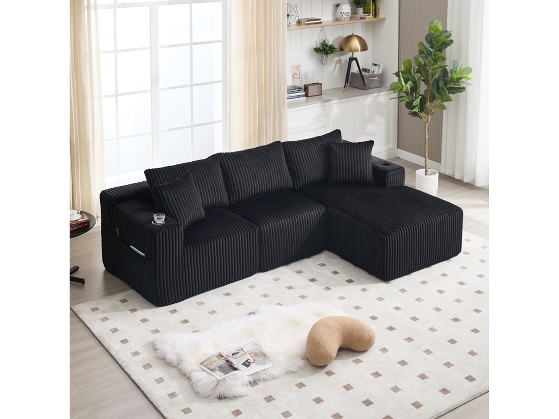 Conjunto Modular Chaise + 2l Veludo Cotelê (réplica 3).-kd