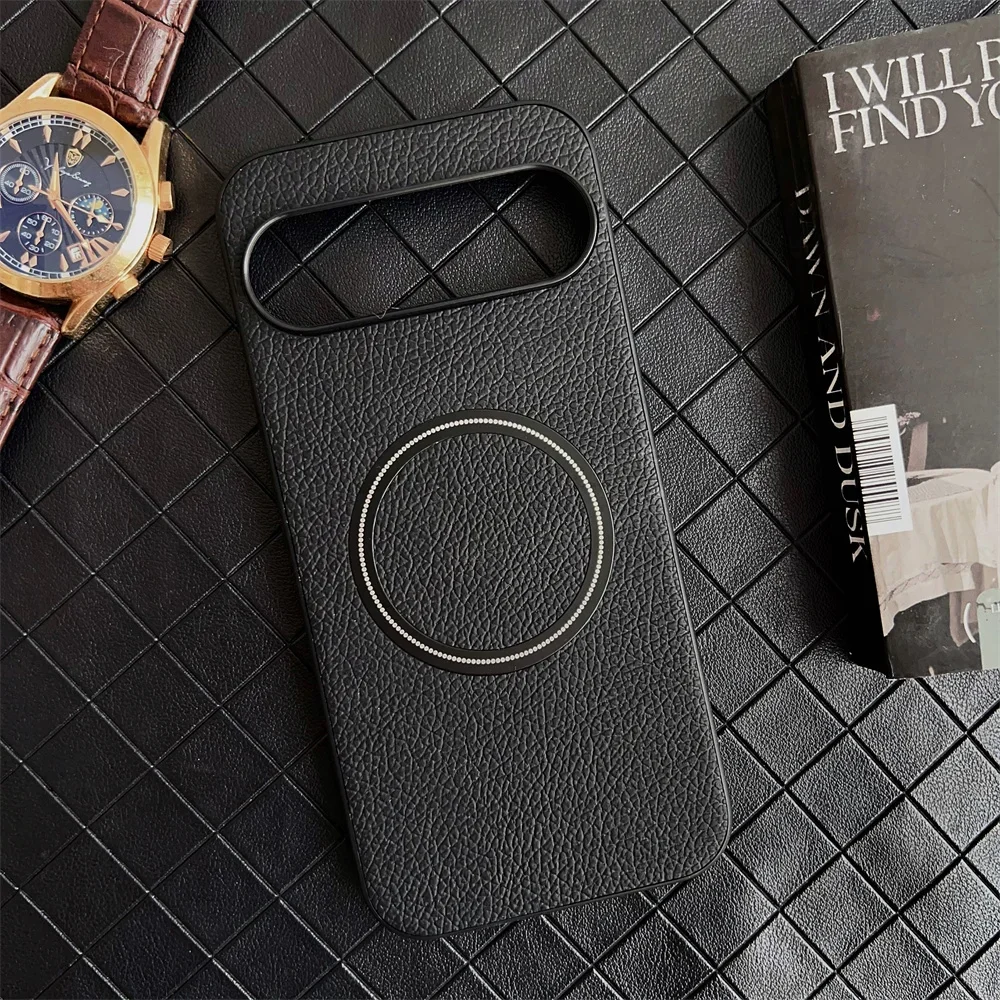 (preto, Google Pixel 7a) Capa De Couro Com Textura Litchi, À Prova De Choque, Carregamento Sem Fio Magnético