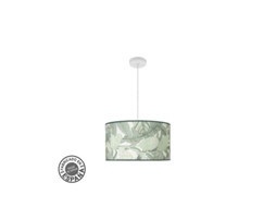 Pingente Moda 2xe27 Folha Branca/verde Regx40x40cm C/difusor Fabrilamp