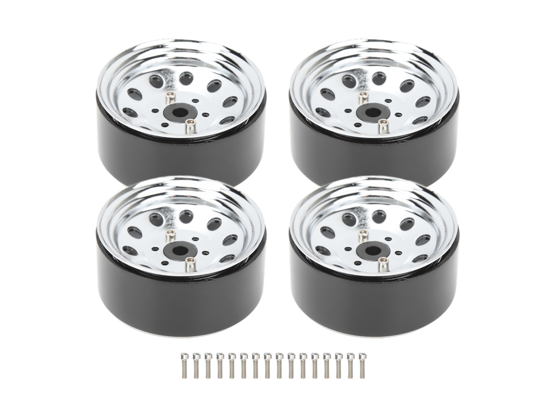 Mali 4pcs Cubo de Roda Rc Beadlock 1.9in de Ferro Resistente Ao Desgaste Reutilizável para Substituição Prata