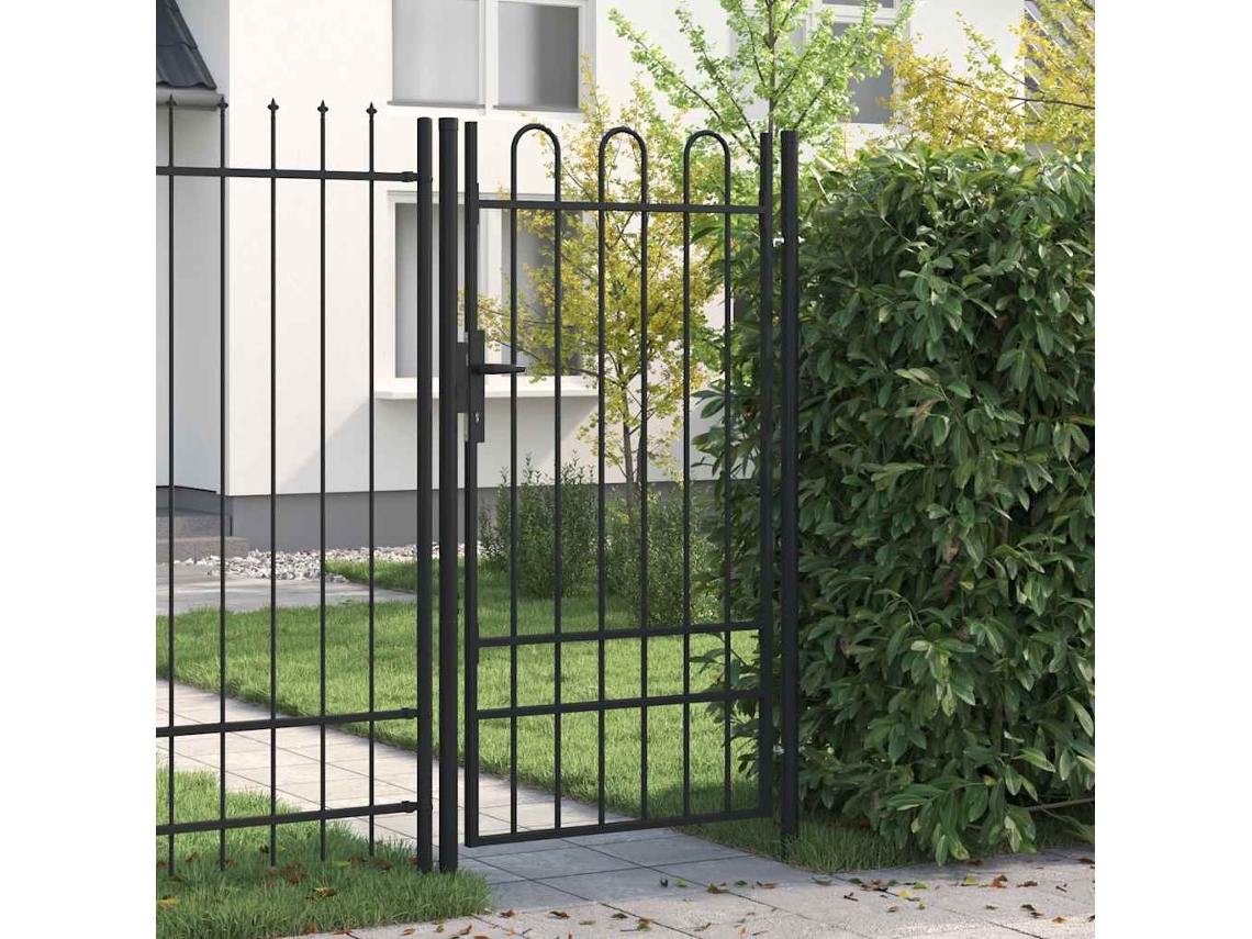 Vidaxl Portão De Cerca Boxtel Porta Única Com Topo Arqueado Em Aço 1x1,75 M Preto