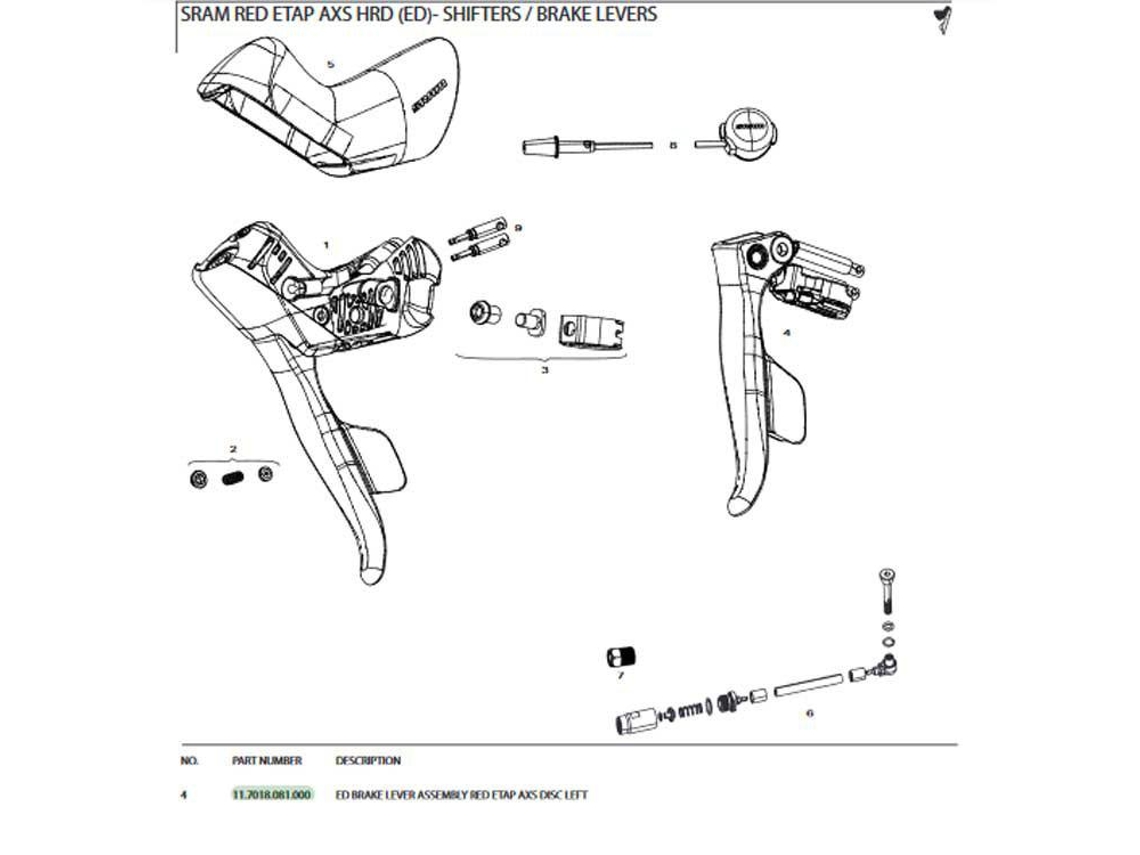 Sram Brake Lever Assembly Left For Red Etap Disc AxsÂ 