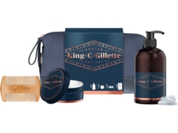Conjunto Oferta KING C. GILLETTE Gel Lavagem Barba e Rosto + Bálsamo + Pente para Barba (Outlet Caixa Aberta)
