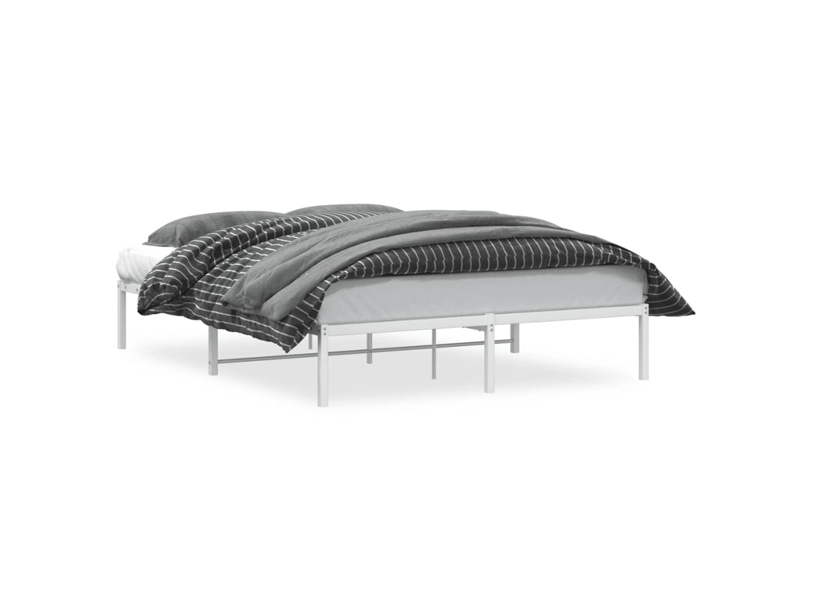 Bed Frame, Bed Frames Vidaxl Branco Aço (150 X 200 Cm)