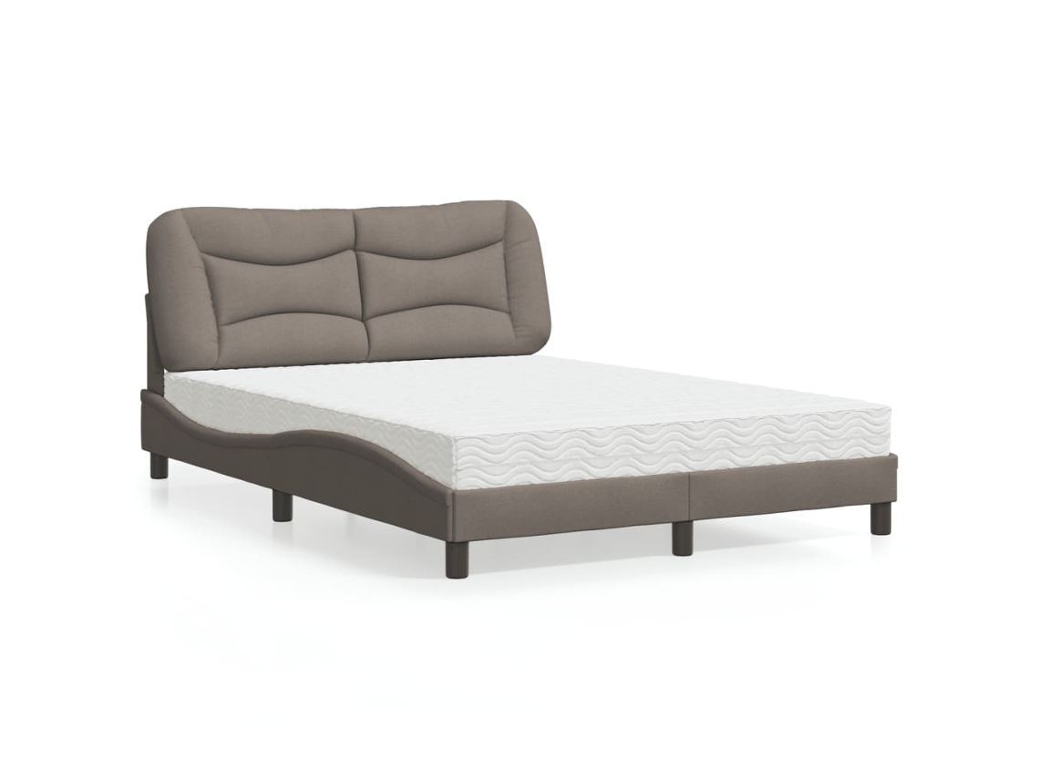 Vidaxl Cama Com Colchão Hvar 140x190 Cm Tecido Castanho-acinzentado
