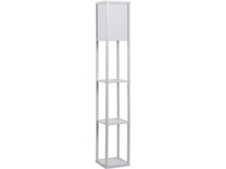 Candeeiro de Pé com Prateleiras MDF, Acrílico cor Branco 26x26x160cm HOMCOM