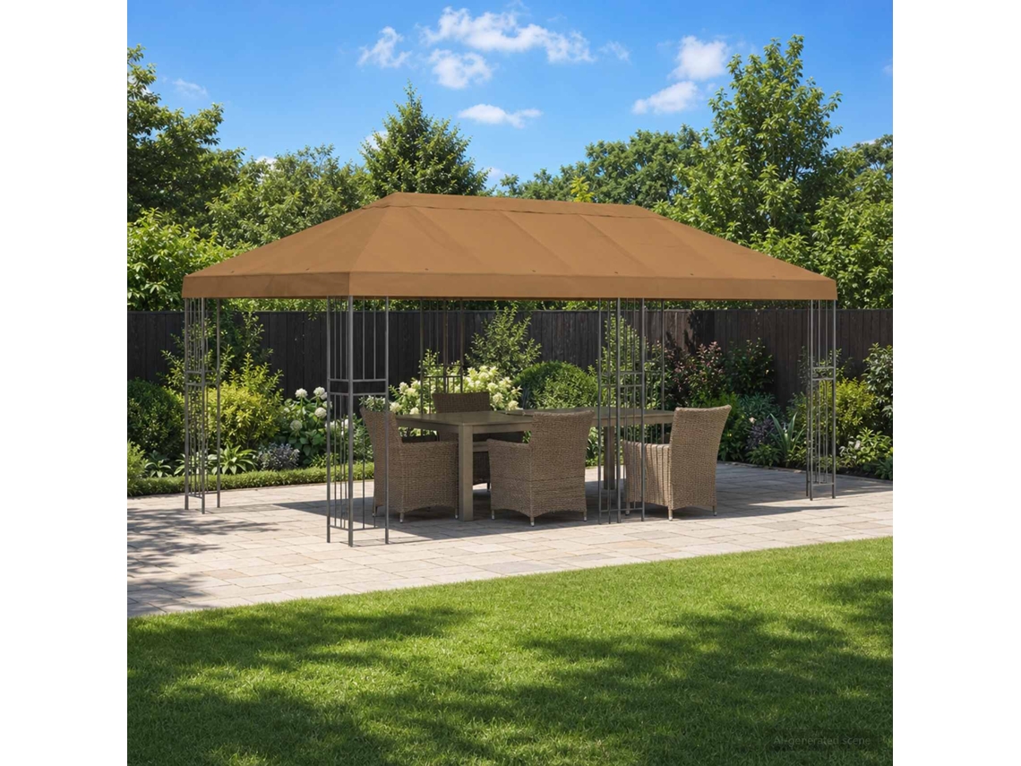 Vidaxl Gazebo Com Paredes Laterais 6 X 3 M Bege Poliéster E Aço 190