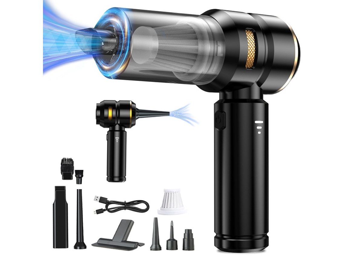 Lurelia Aspirador Portátil Sem Fios Para Carro, 16 Kpa, 1200 Kpa, 6 Kpa, 19000 Pa, 100 W, Sopro, Preto