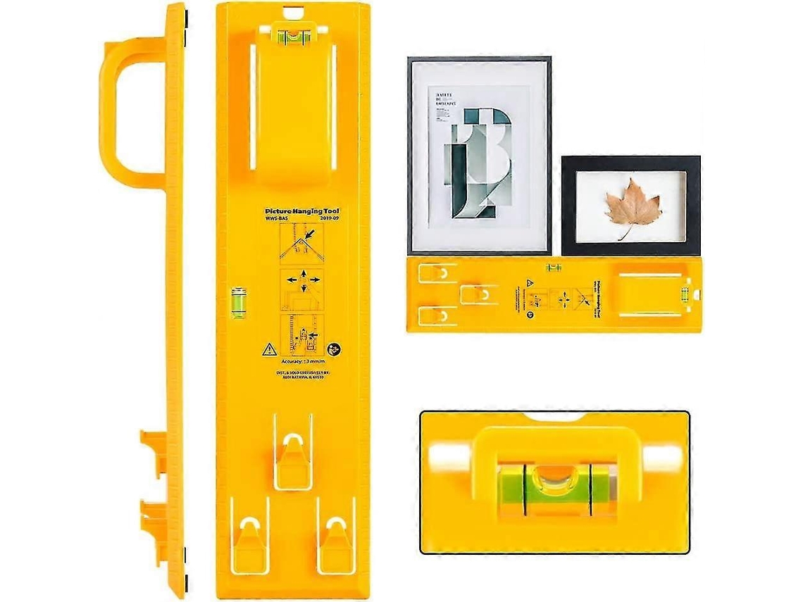 Ferramenta Para Pendurar Quadros Com Nível De Bolha, Uma Única Moldura, Suporte Quadros, Kit Na Parede (ferramenta Amarela Pendur -aquaforge