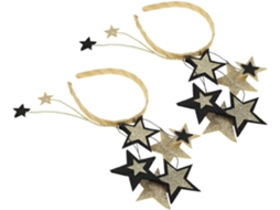 Conjunto De 2 Tiaras Pretas Com Lantejoulas E Estrelas Douradas De Cinco Pontas.
