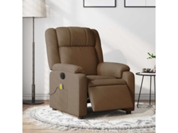Vidaxl Poltrona De Massagens Reclinável Elétrica Tecido Castanho