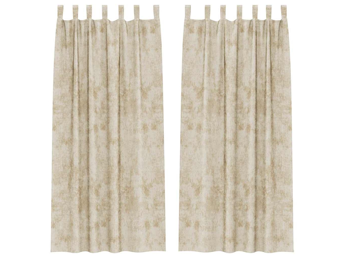 Conjunto 2 Cortinas De Veludo Vidaxl Creme Veludo (225 X 140 Cm)