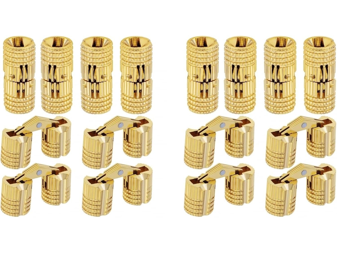 Conjunto De 16 Dobradiças Ocultas Latão 10mm, Com Ângulo De Abertura 180 Graus Para Móveis