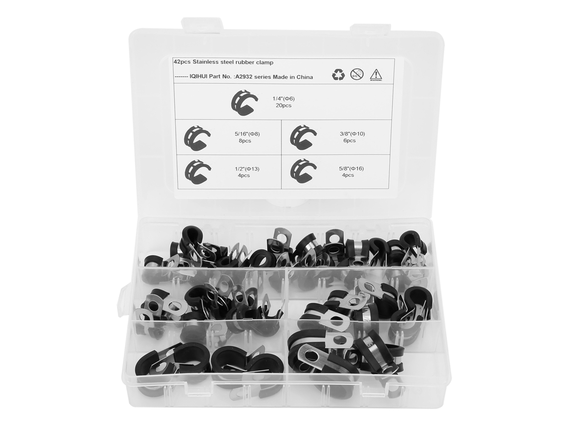 Conjunto De 42 Abraçadeiras De Tubo Tipo R Em Aço Inoxidável, 25 Polegadas, 375 Polegadas, 5 Polegadas, 5 Tamanhos: 0