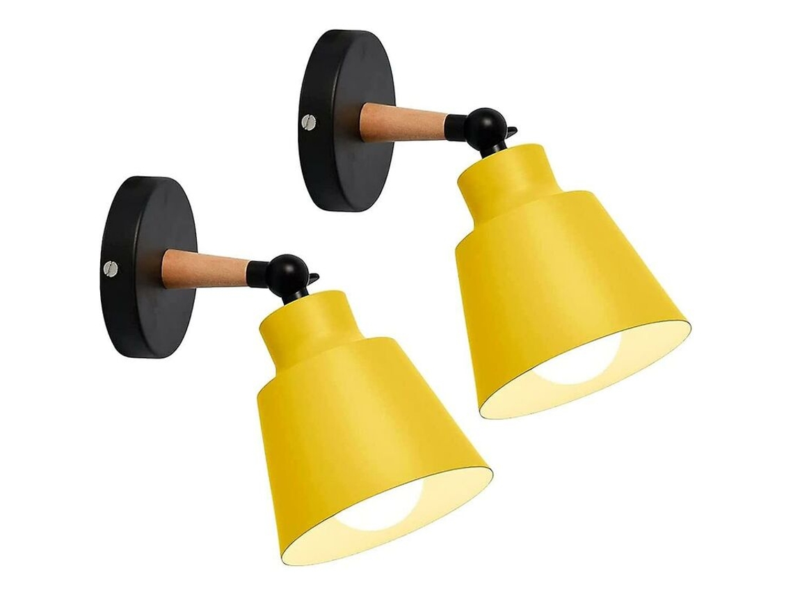 2 Pacotes de Luminárias de Parede de Metal E27 Industriais Vintage para Ambientes Internos Amarelo