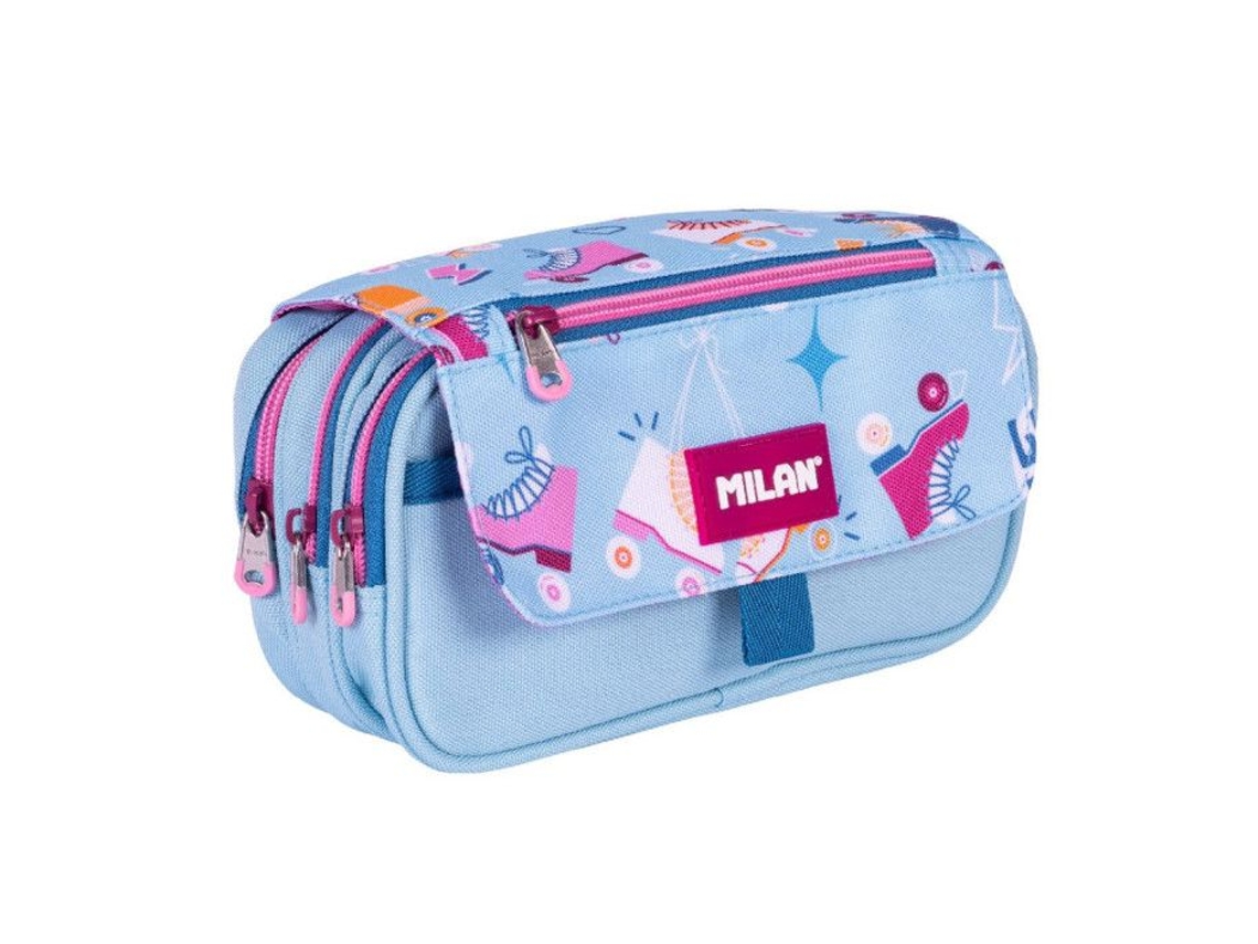 Trousse 3 Compartimentos Retangular Com Aba Escolar 13x24x10 Milan